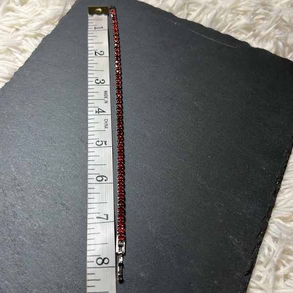 Red Stone On Silver Bracelet - Picture 3 of 3